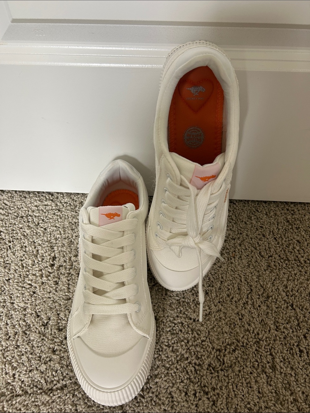 Rocket Dog white Canvas Sneakers with Orange Insole